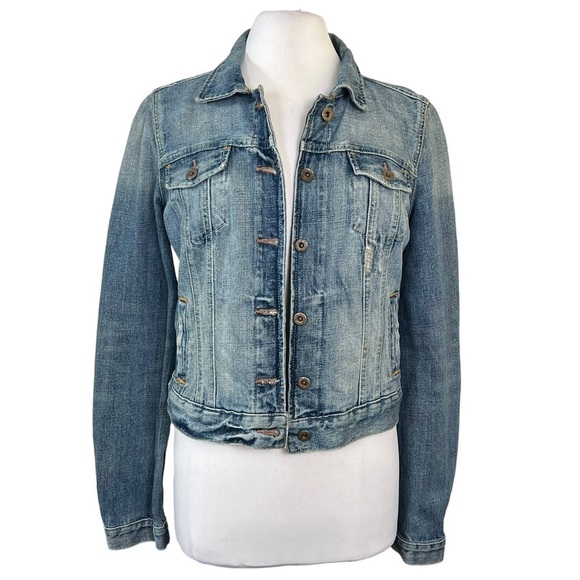 Vintage Y2K RL Polo Jeans Co. Lydia Shrunken Style Distressed Denim Jean Jacket - Picture 1 of 11